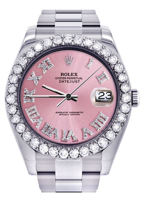 pink silver rolex|Rolex pink face for sale.